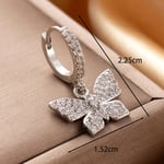 Silver color / 1 Piece Simple Series Butterfly Copper Silver Color Zircon Women's Dangle Earrings Picture2